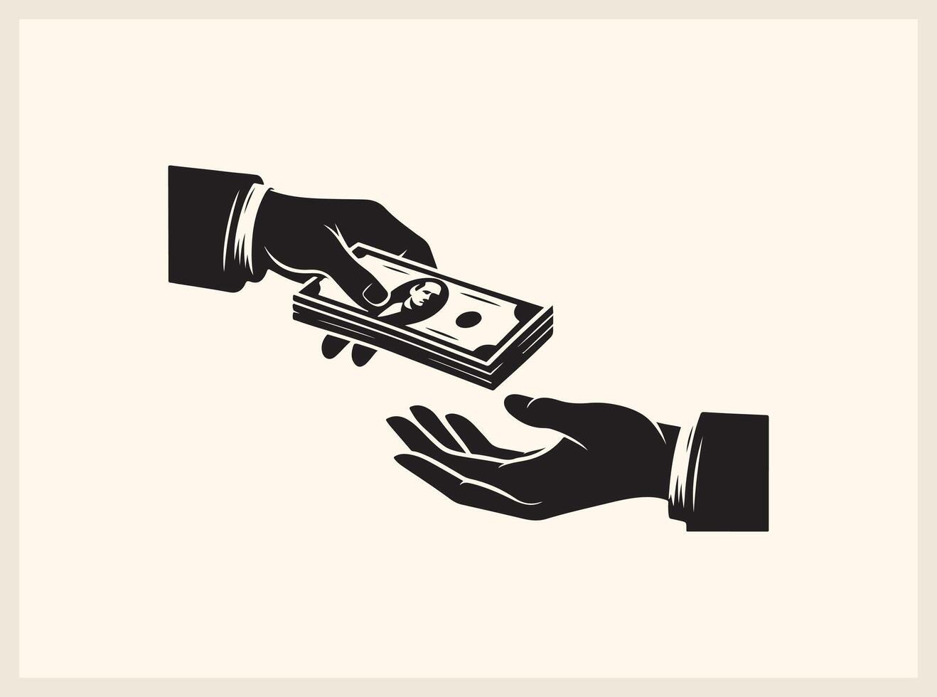 Business-Themed Hands Exchanging Money for Financial Concepts vector