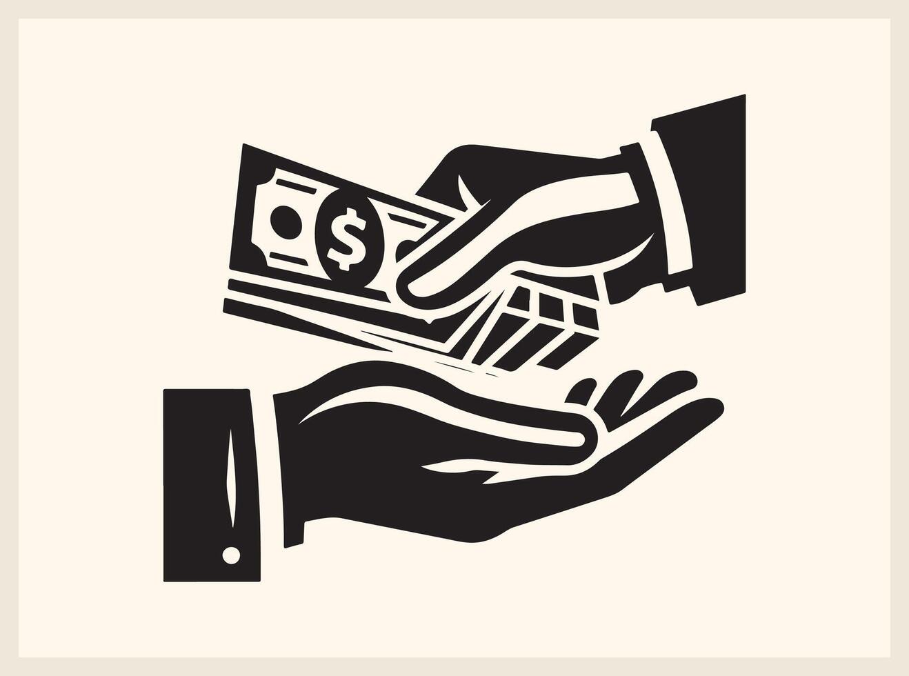 Stylish Hands Exchanging Money for Business and Trade Designs vector