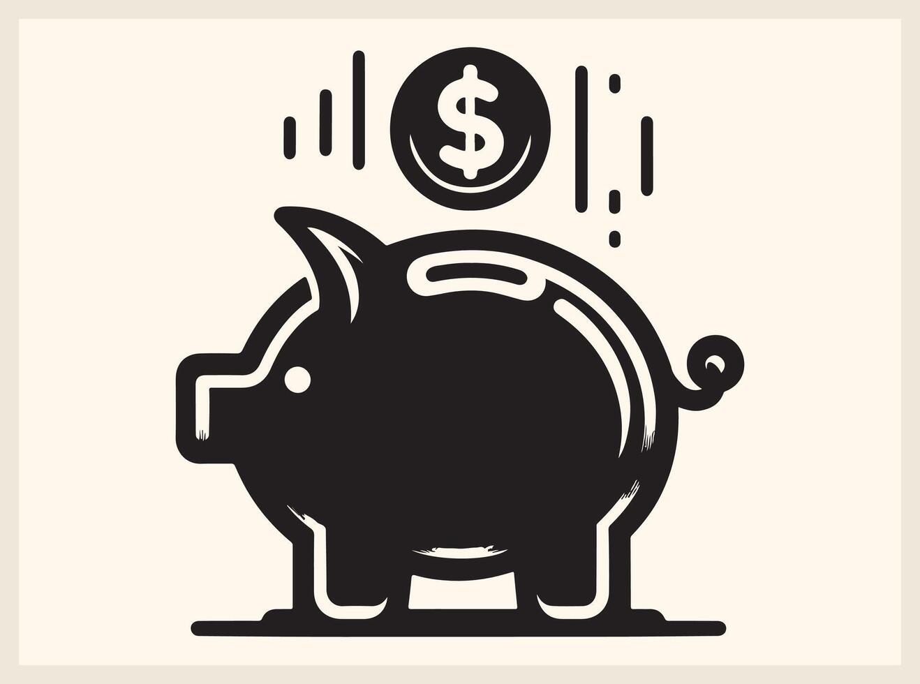 Iconic Piggy Bank with a Coin Dropping In for Banking Illustrations vector