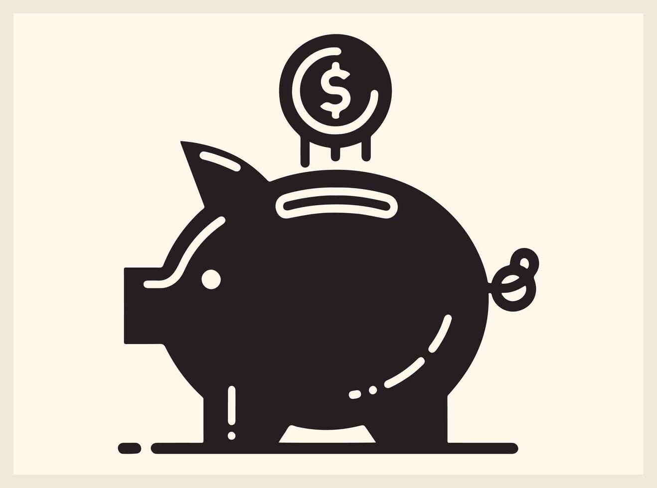Financial-Themed Piggy Bank with a Coin Dropping In for Investment Concepts vector