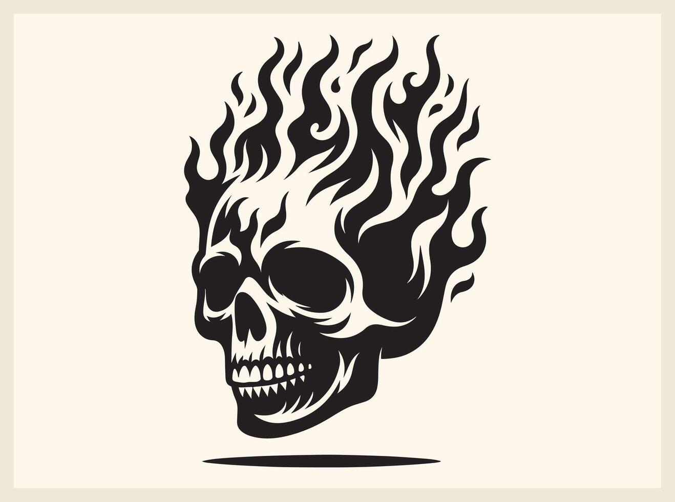 Flaming Skull with Fire for Supernatural and Mythical Designs vector