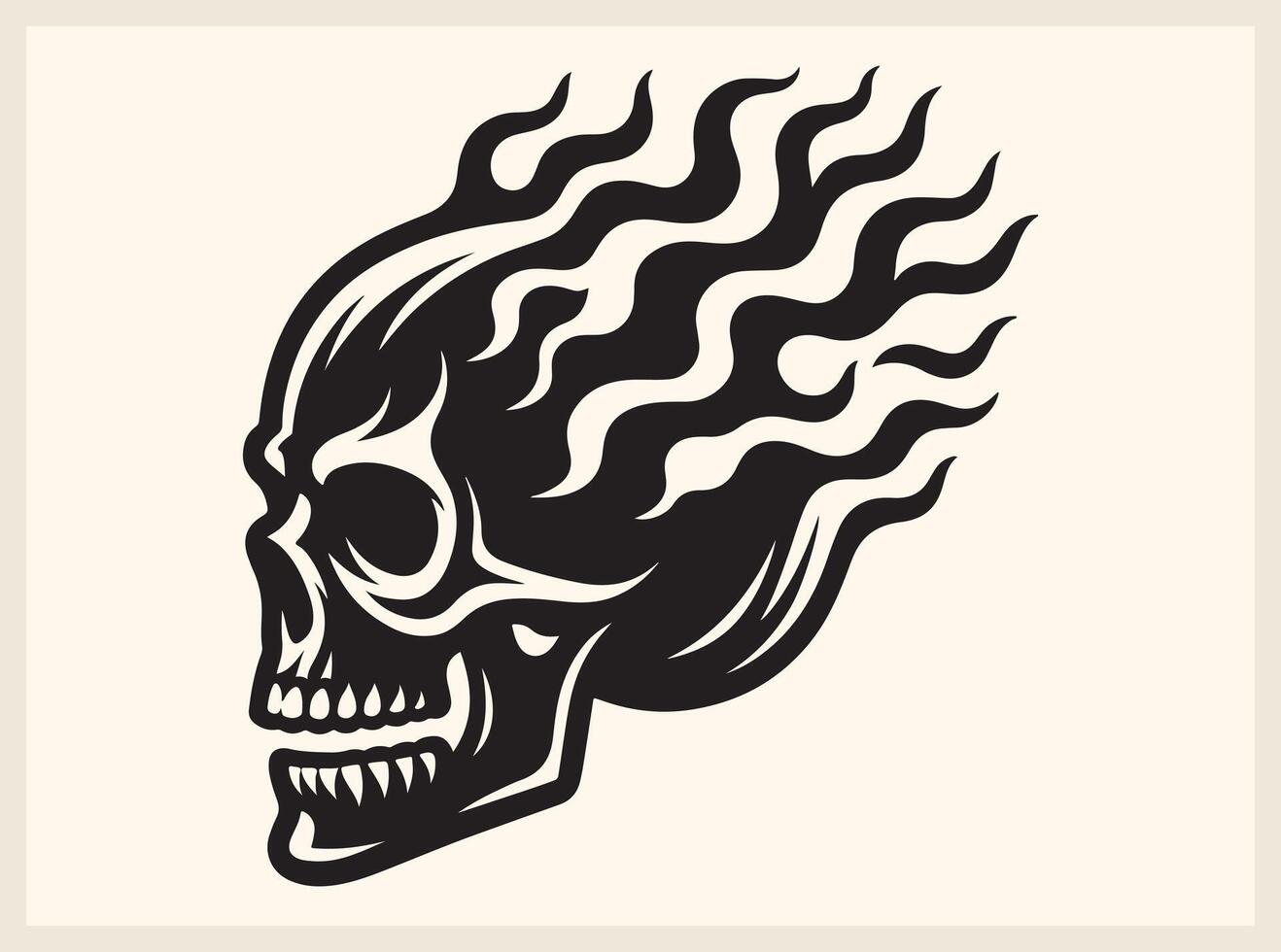 Aggressive Skull with Flames for Rock and Metal Aesthetics vector