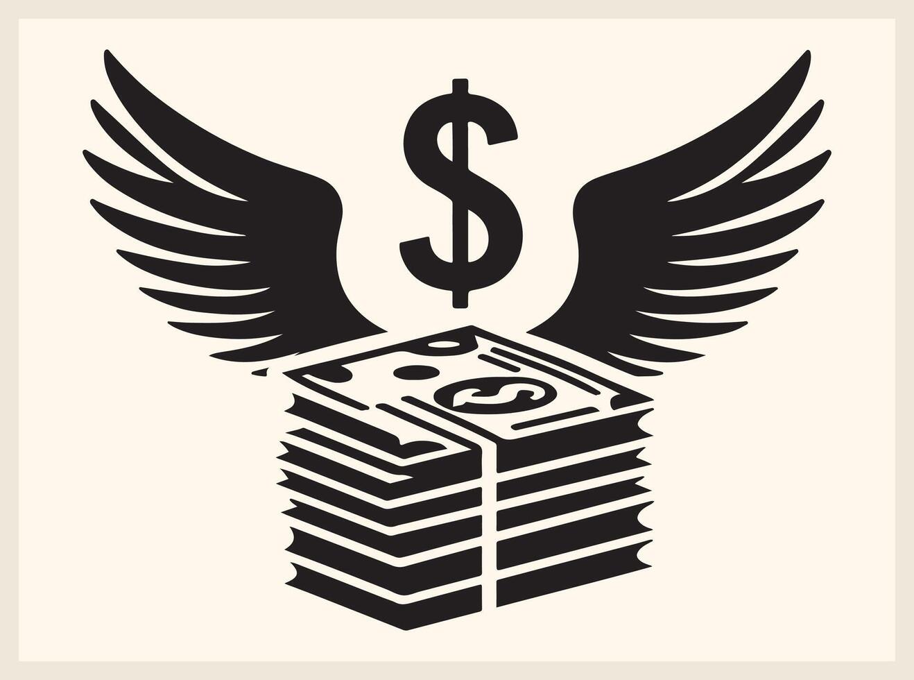 Floating Stacked Dollar Bills with Wings for Business Themes vector