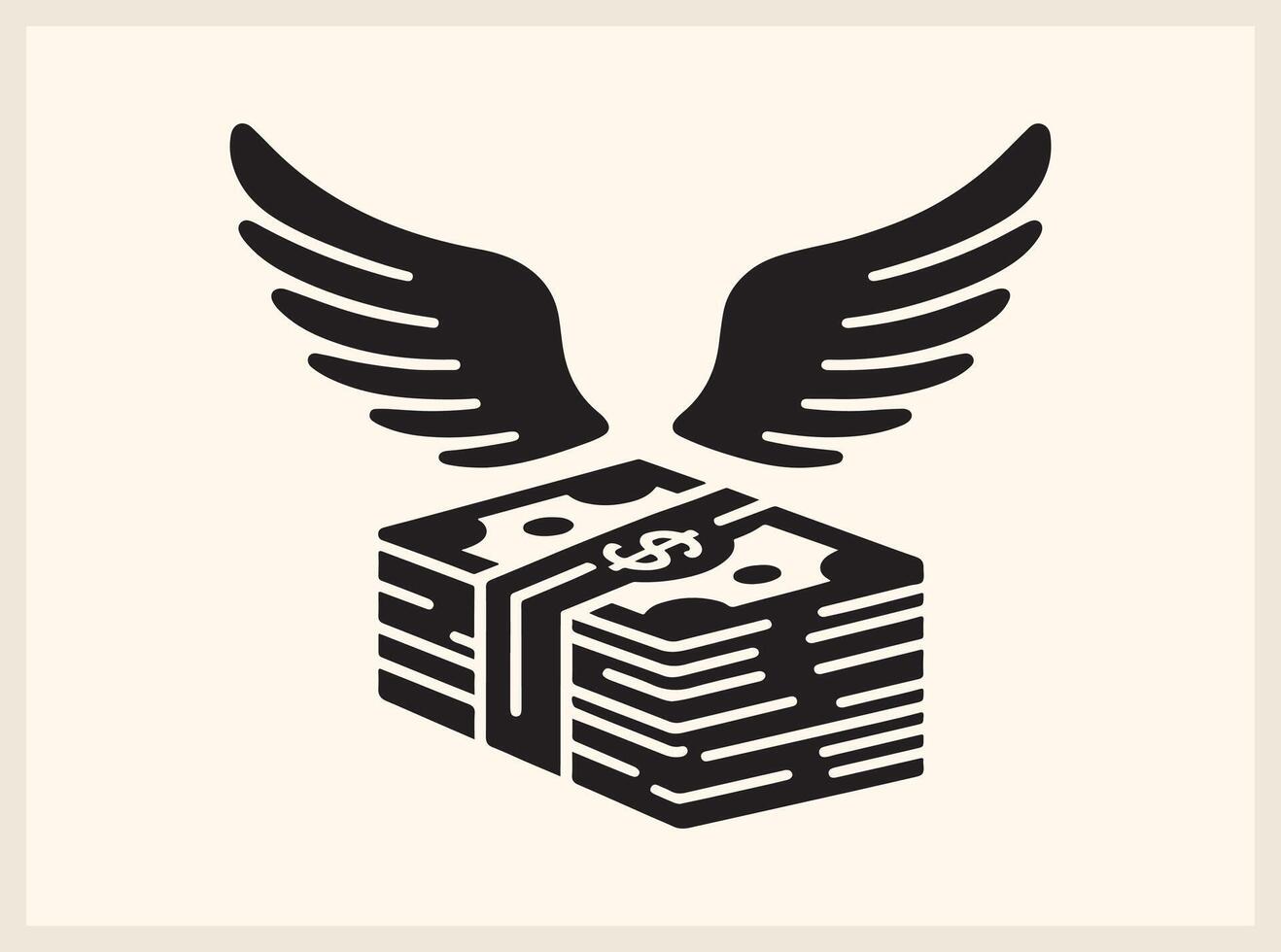 Iconic Stacked Dollar Bills with Wings for Financial Growth vector
