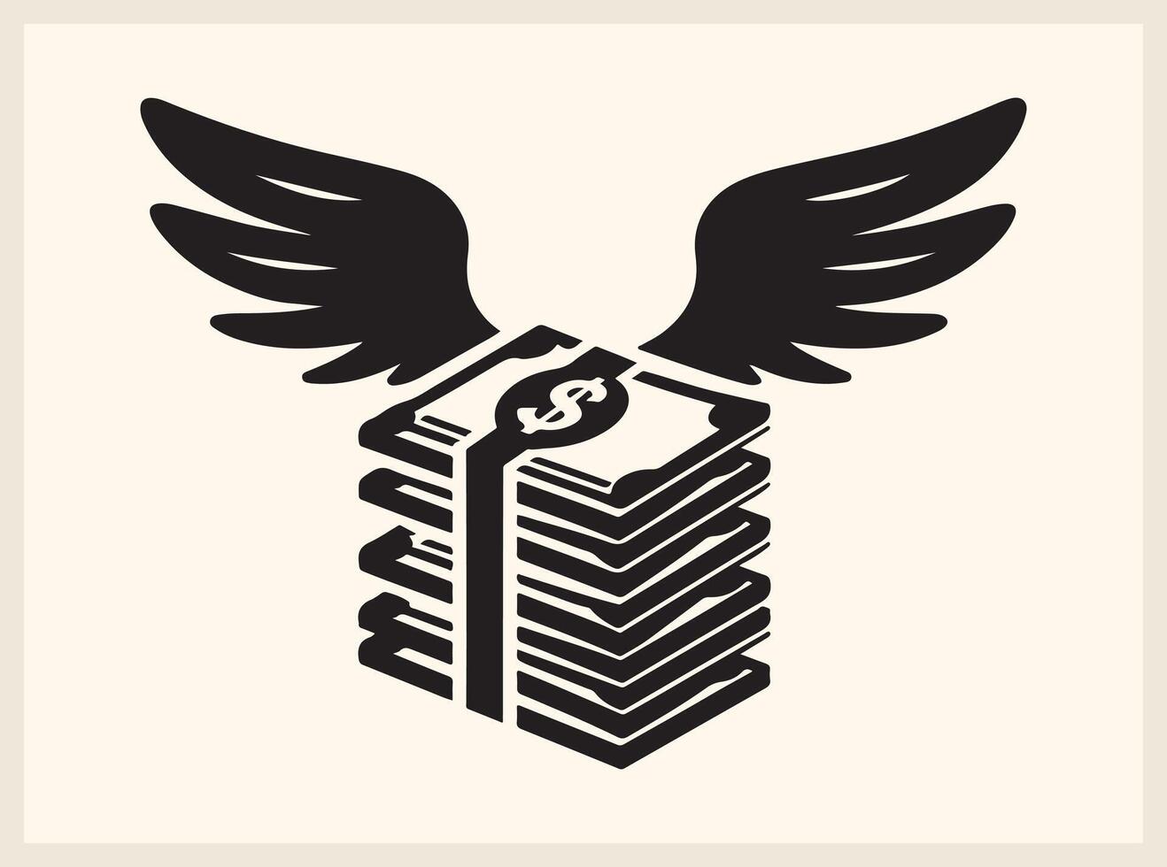 Stylish Stacked Dollar Bills with Wings for Investment and Banking vector