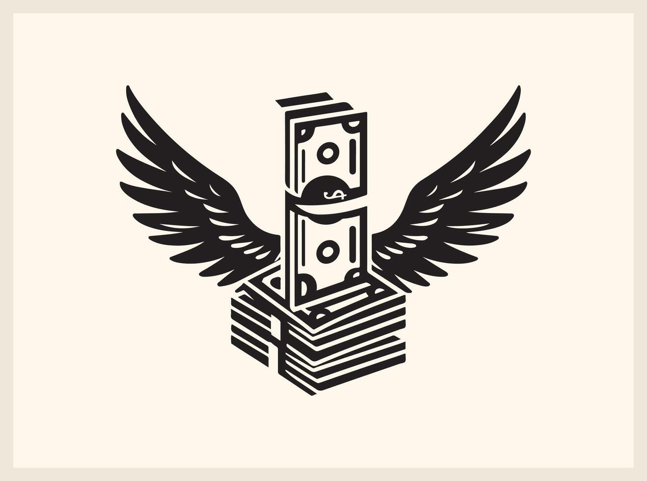 Wealthy Stacked Dollar Bills with Wings for Rich Lifestyle Concepts vector