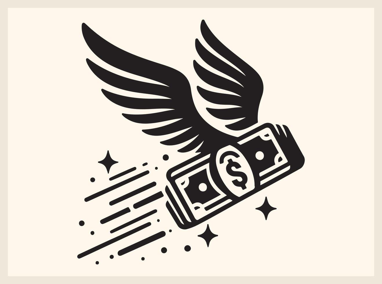 Soaring Stacked Dollar Bills with Wings for Money Management Themes vector