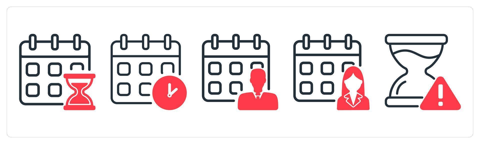 A set of 5 business icons as schedule plan, meeting schedule, working schedule vector
