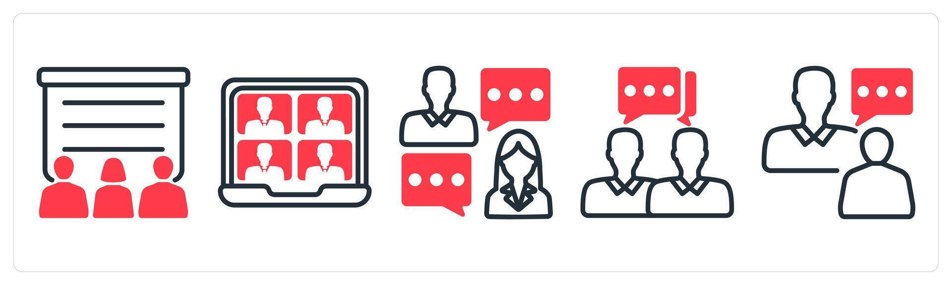 A set of 5 business icons as training, conference, business tal vector