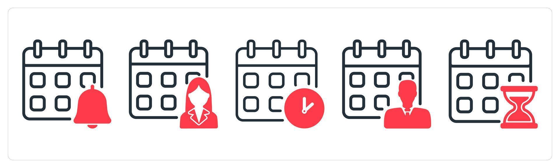 A set of 5 business icons as reminder, working schdeule, meeting schedule vector