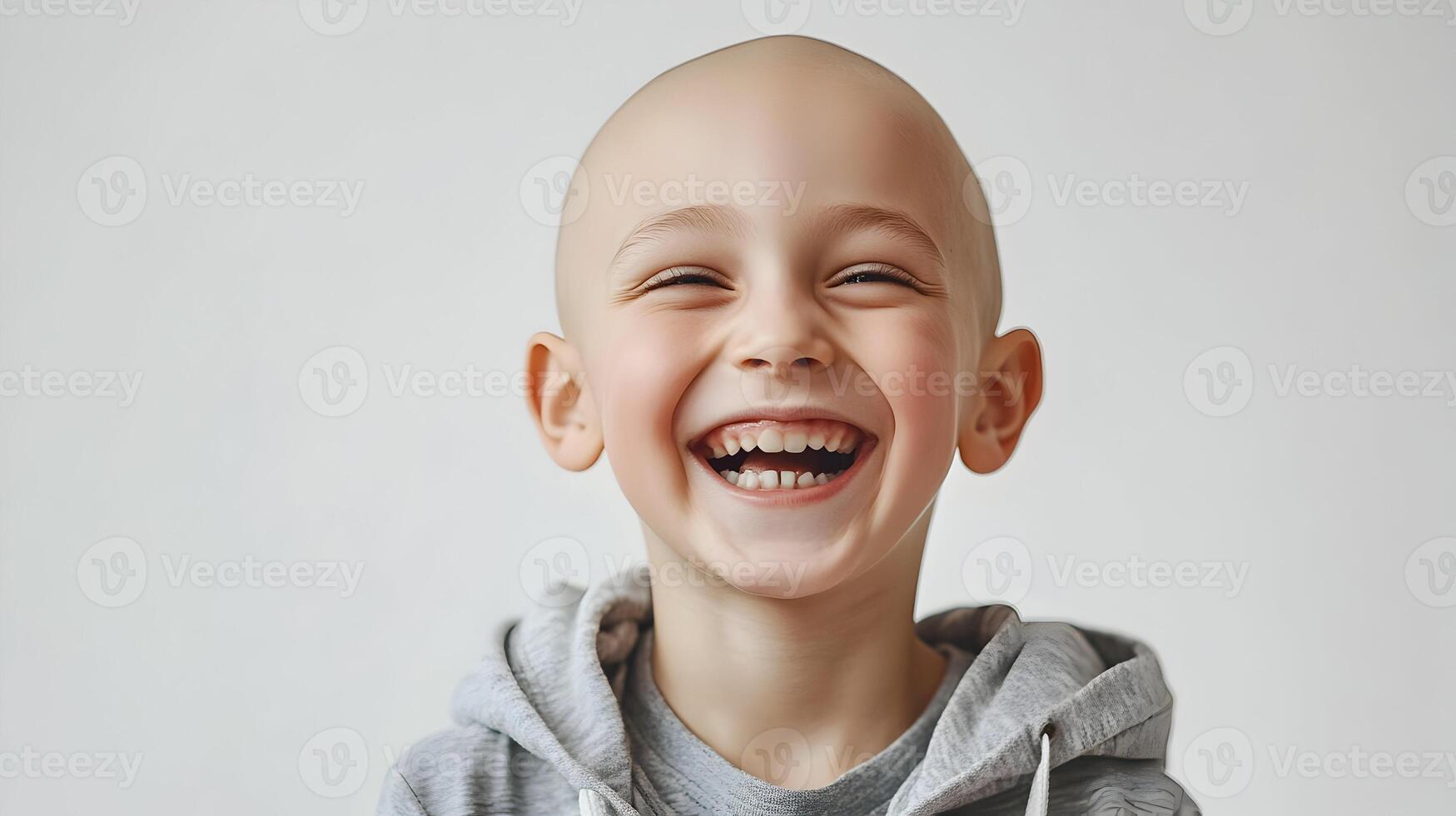 Pure Joy radiates from a Young survivor's happy face, showcasing strength and resilience photo