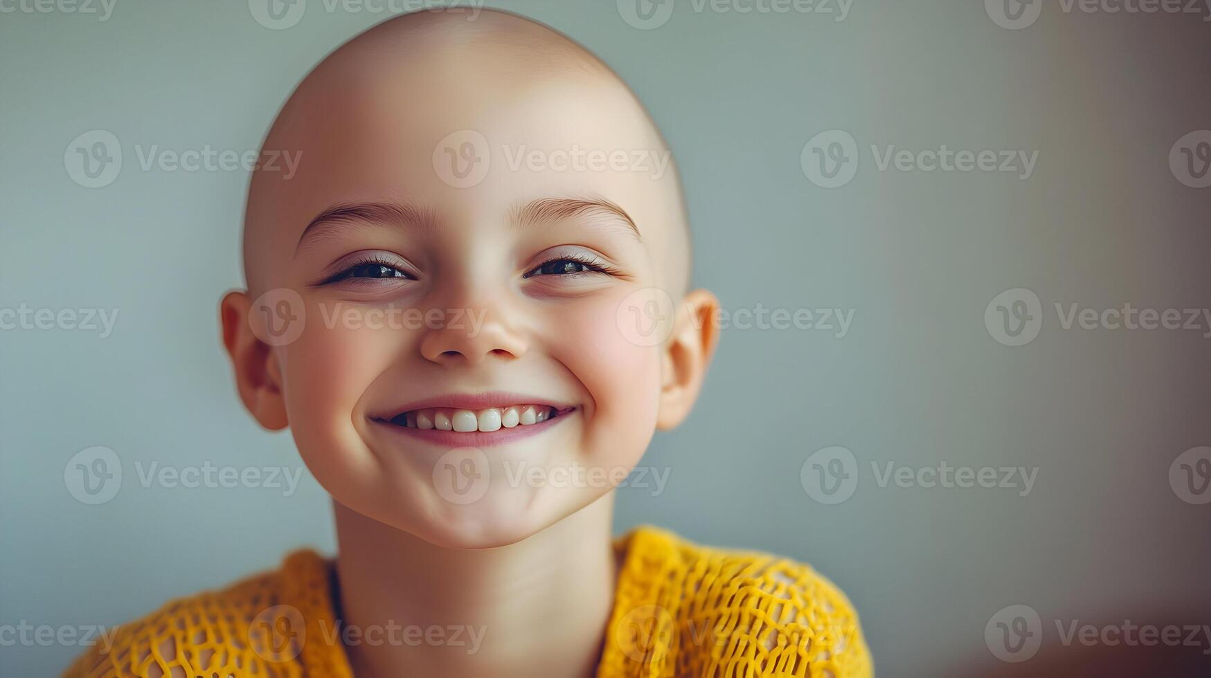 Resilient spirit bright smile embodies unwavering hope during a challenging time. photo