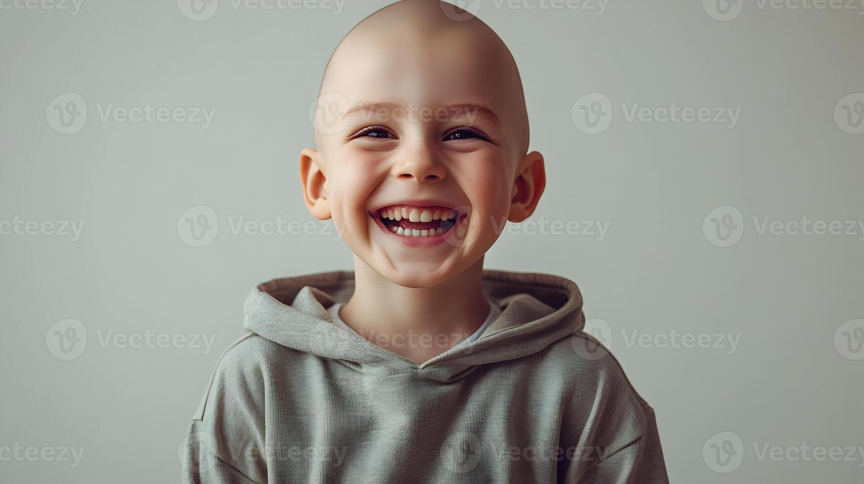 Resilient smile of bald child filled with youthful strength and an inspiring spirit photo