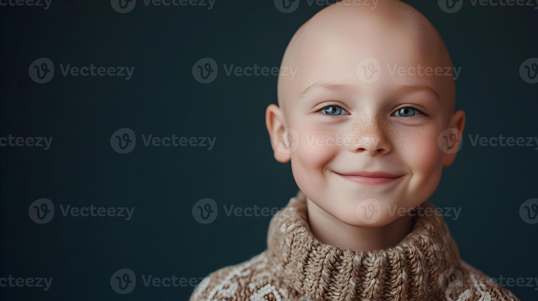 Resilient young soul displaying fortitude against adversity in profound portraiture format photo