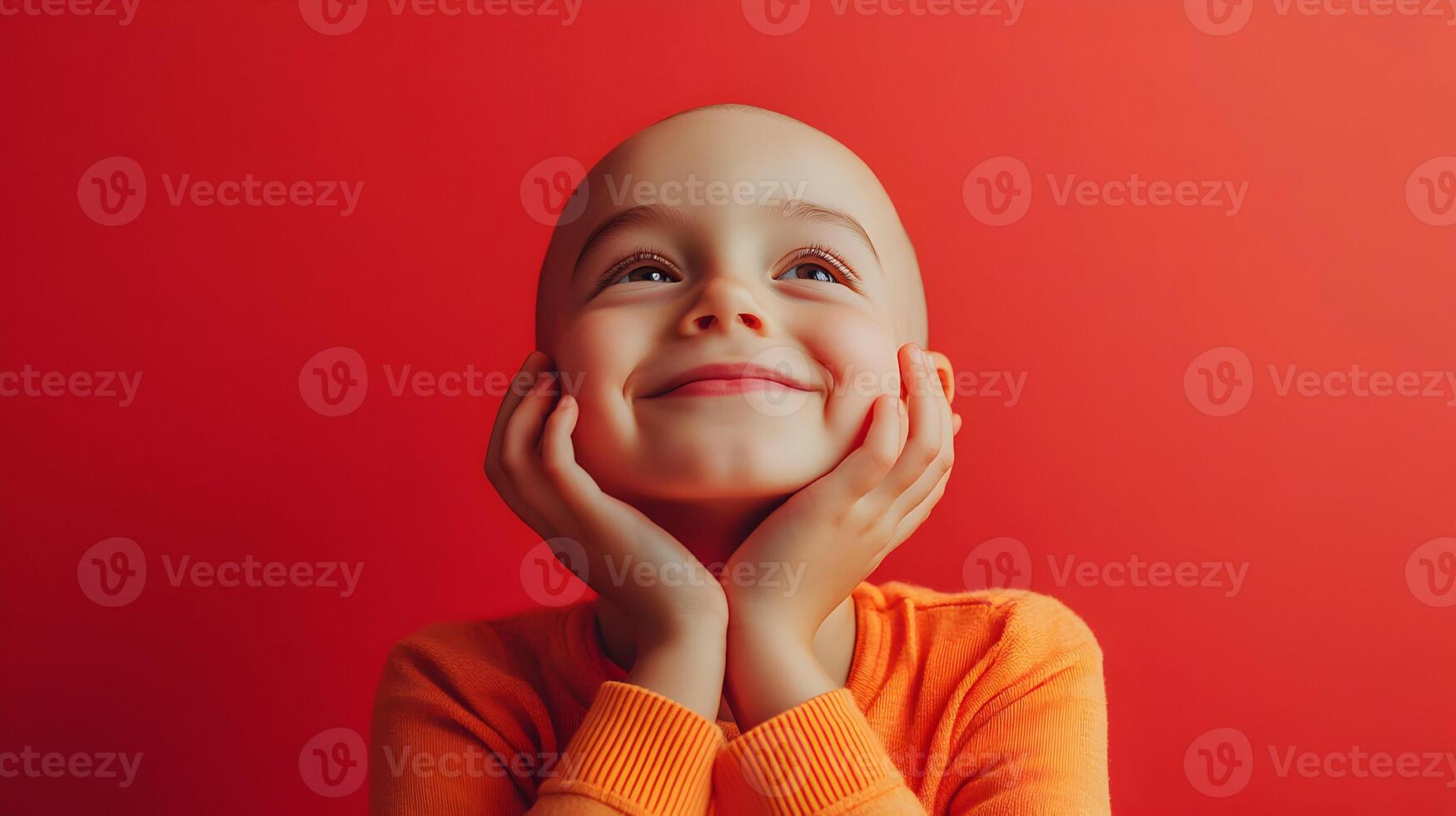 Portrait of a hopeful child, expressing optimism, strength, and resilience during treatment photo