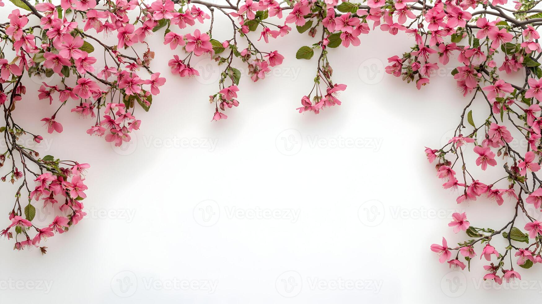 Elegant Frame of Pink Blossoms Isolated against a Pure Backdrop for Floral Design Work photo