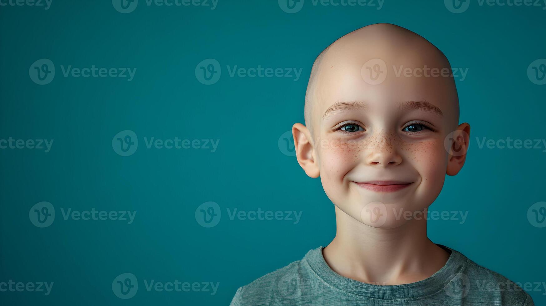 Portrait of a happy child with a bright smile, full of hope and overcoming challenges photo