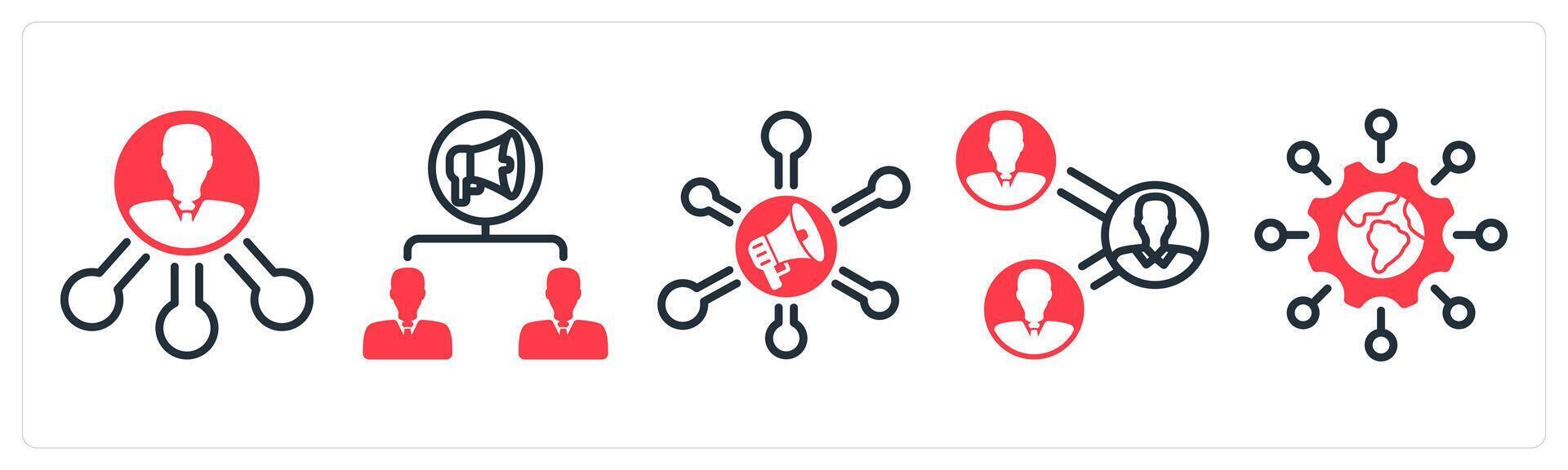 A set of 5 business icons as affiliate, viral marketing, marketing network vector
