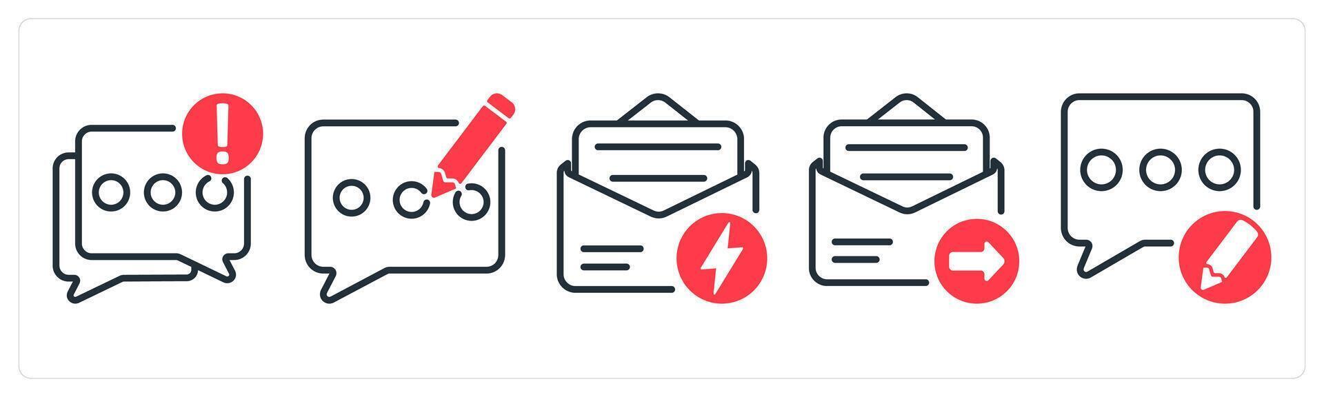 A set of 5 business icons as chat notification, blog, fast message, email send vector