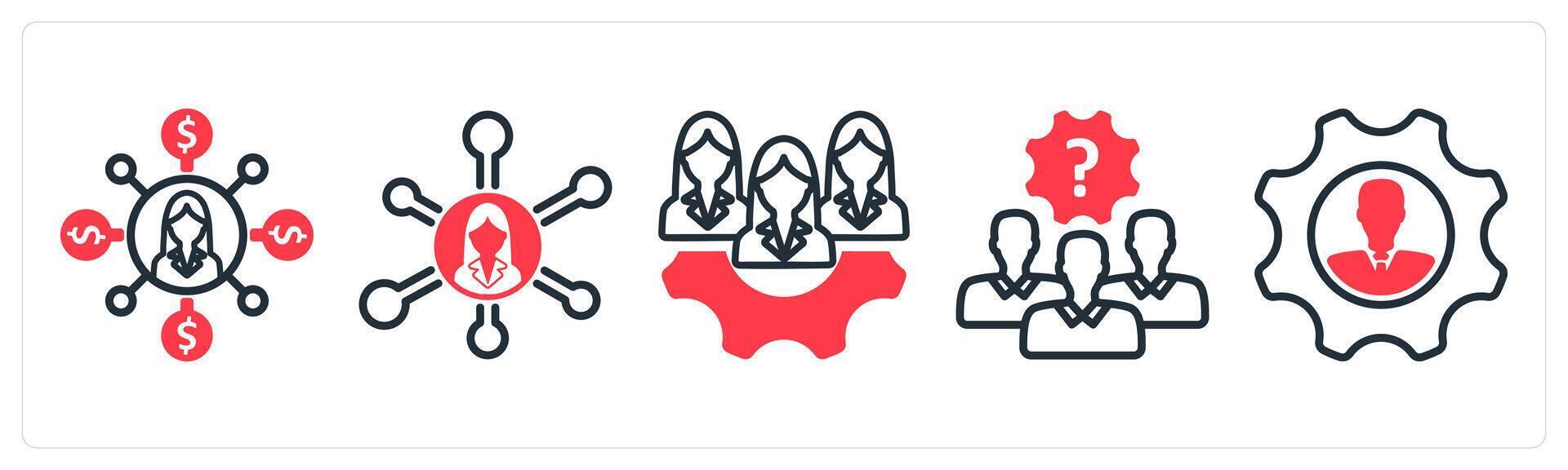 A set of 5 business icons as affiliate marketing, business network, expert team vector