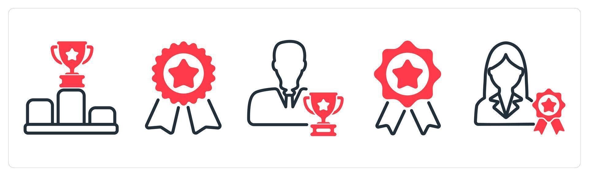 A set of 5 business icons as competition, badge, successful vector