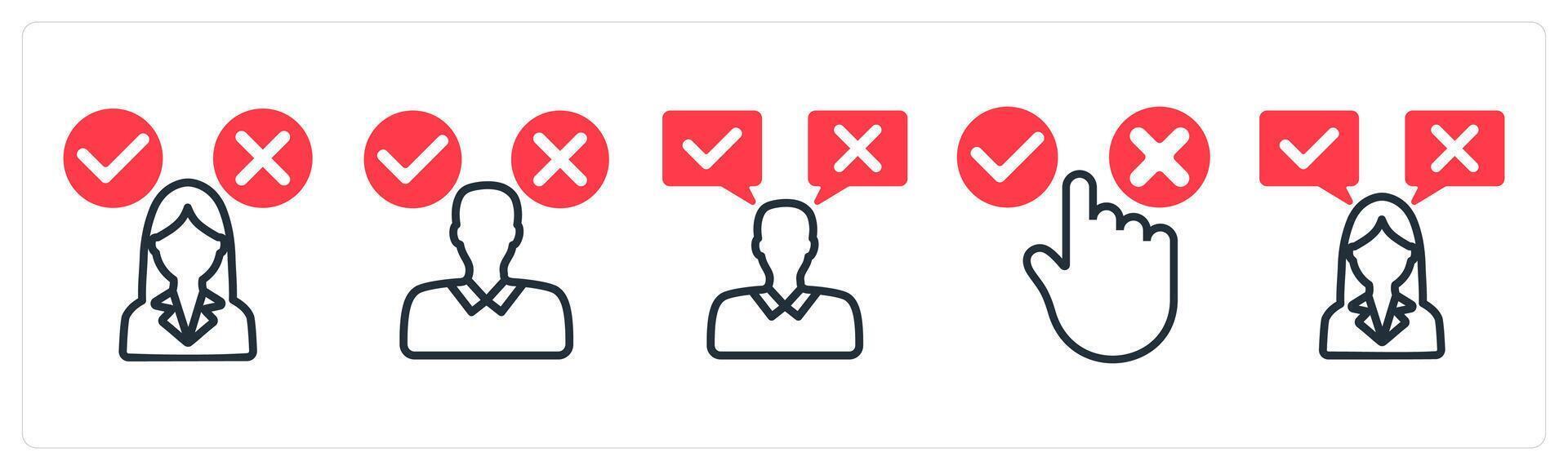 A set of 5 business icons as decision making confusion, decision, choice vector