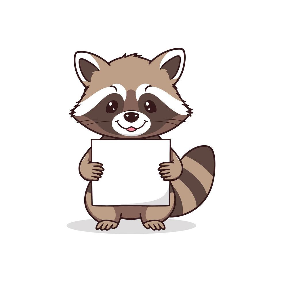 Adorable Raccoon Cartoon Illustration with a Blank Sign for Personalized Messages and Branding vector