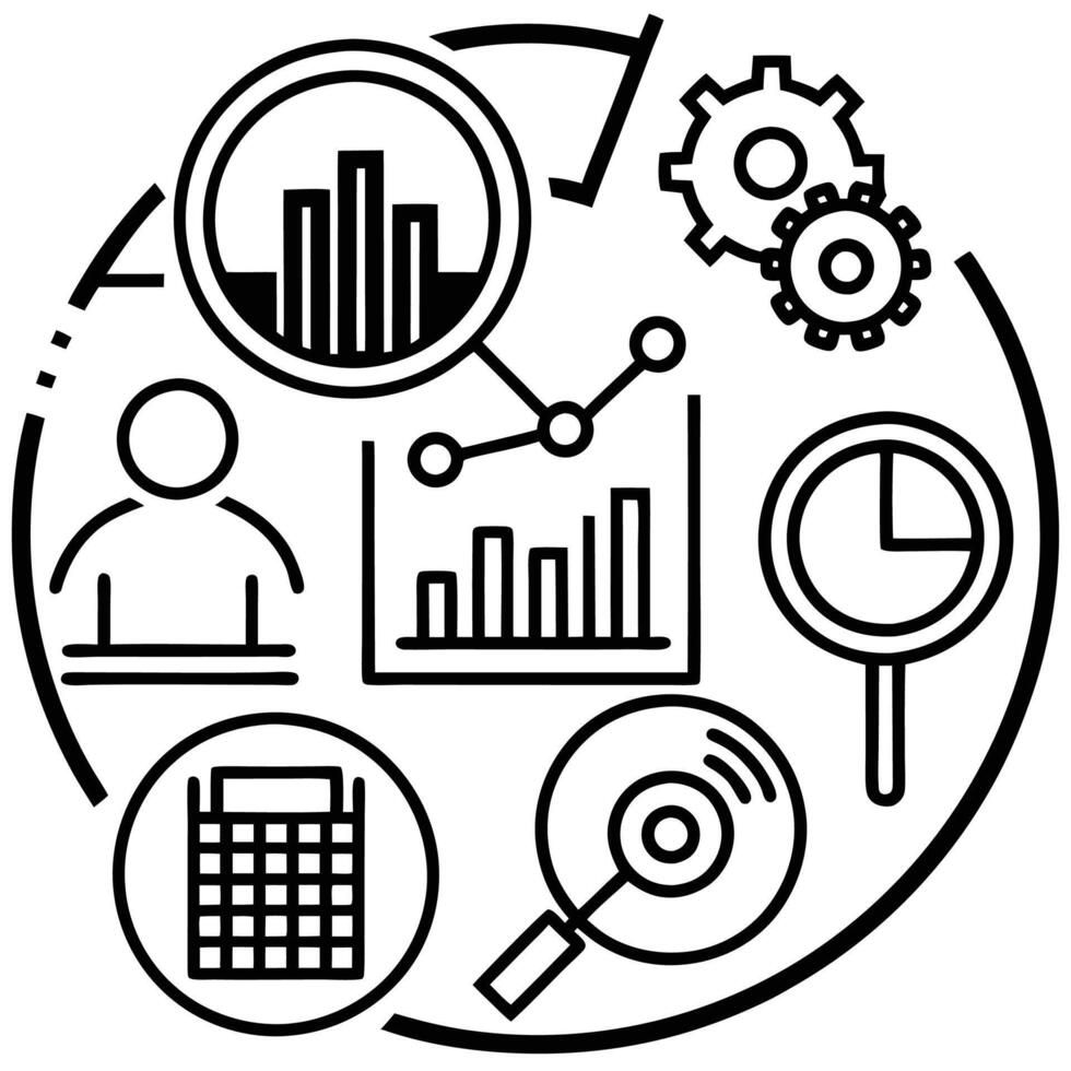 Digital marketing analytics icons vector