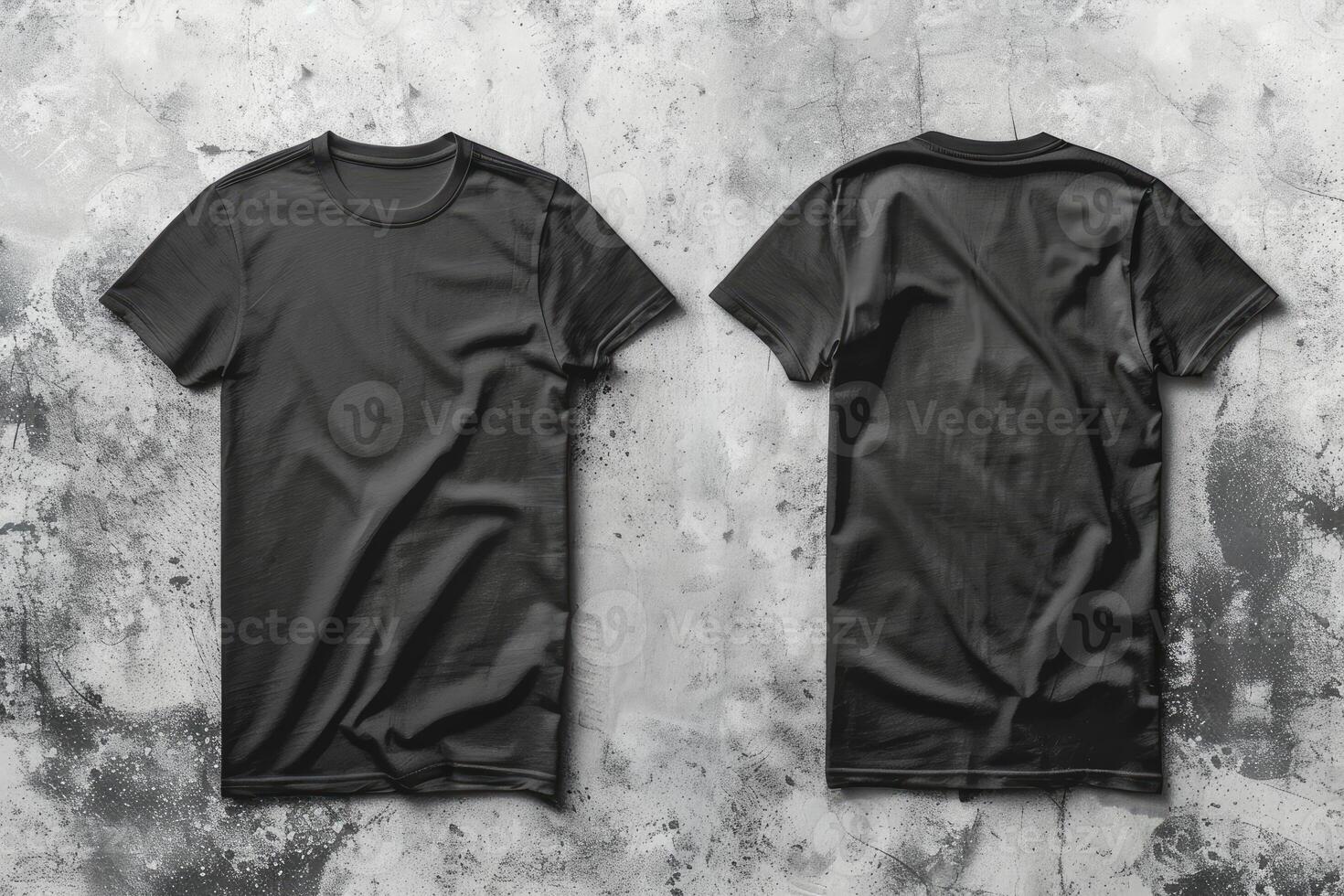 Black Tshirt Mockup Front And Back on a grey background photo