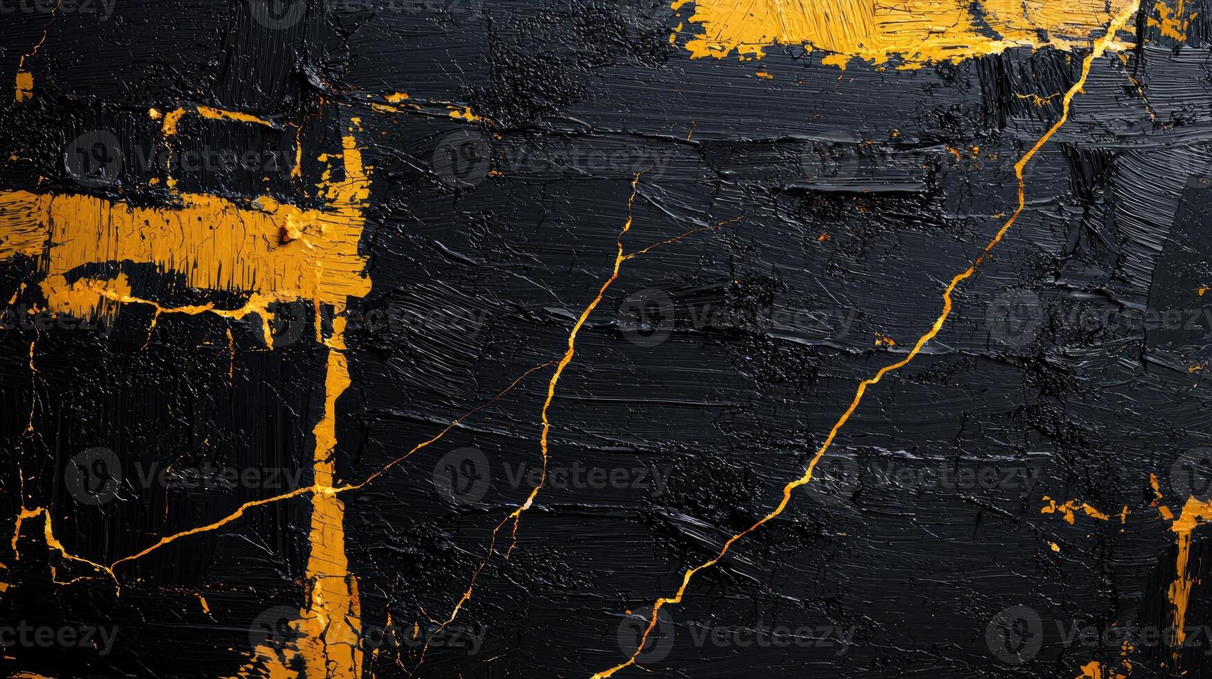 Abstract Black and Gold Impasto Painting Texture photo