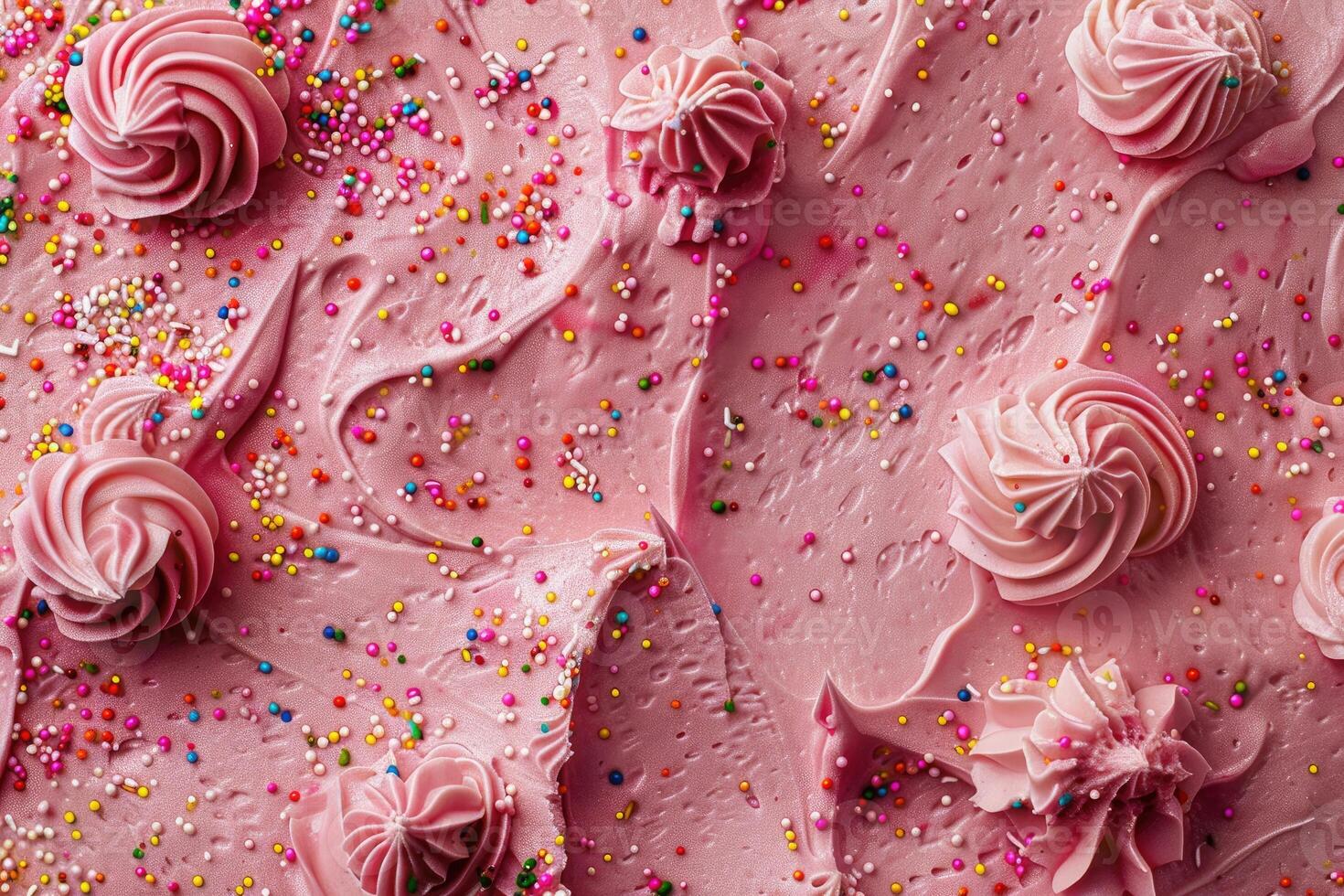 Pink frosting swirls and colorful photo