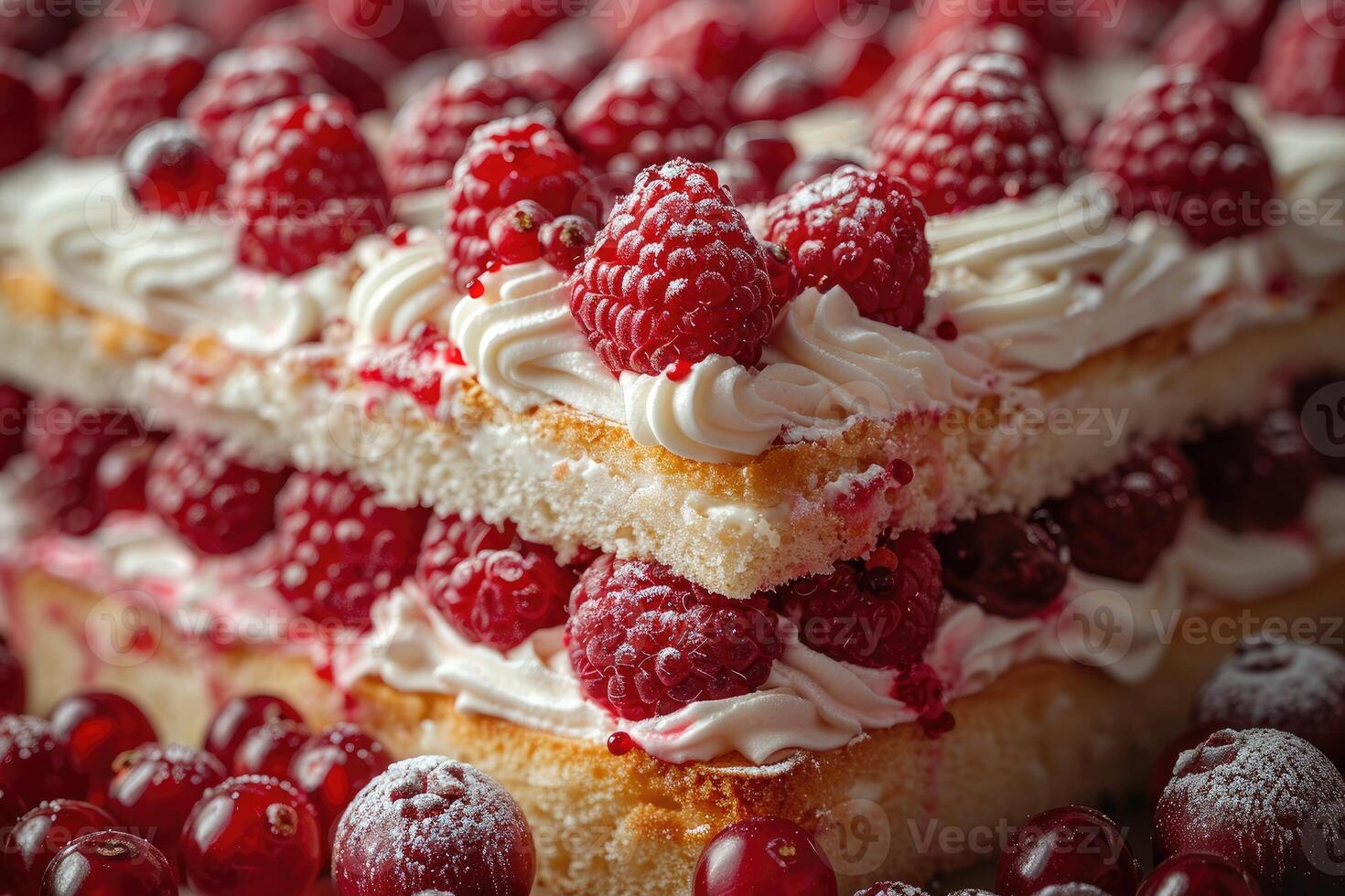 Delicious Raspberry Cream Cake Layers photo