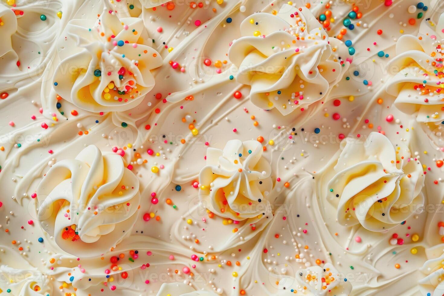 frosting swirls with colorful sprinkles photo