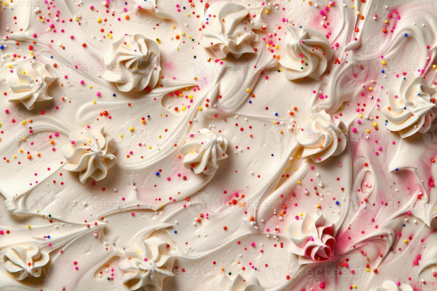 Creamy swirls with colorful sprinkles photo