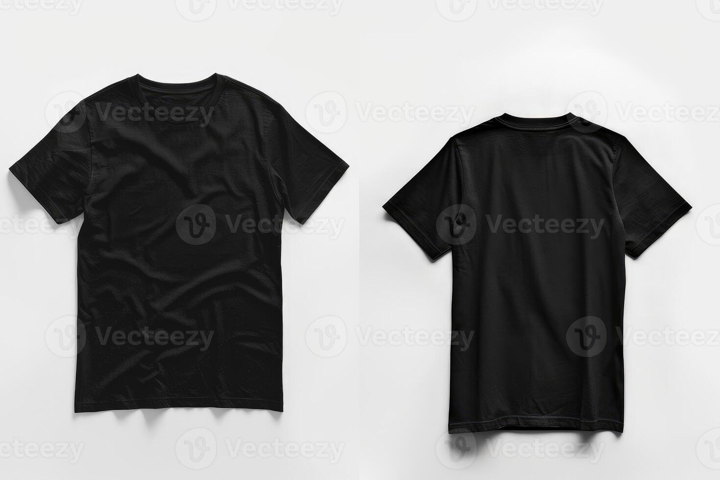 Black T Shirt Displaying Front And Back Views photo