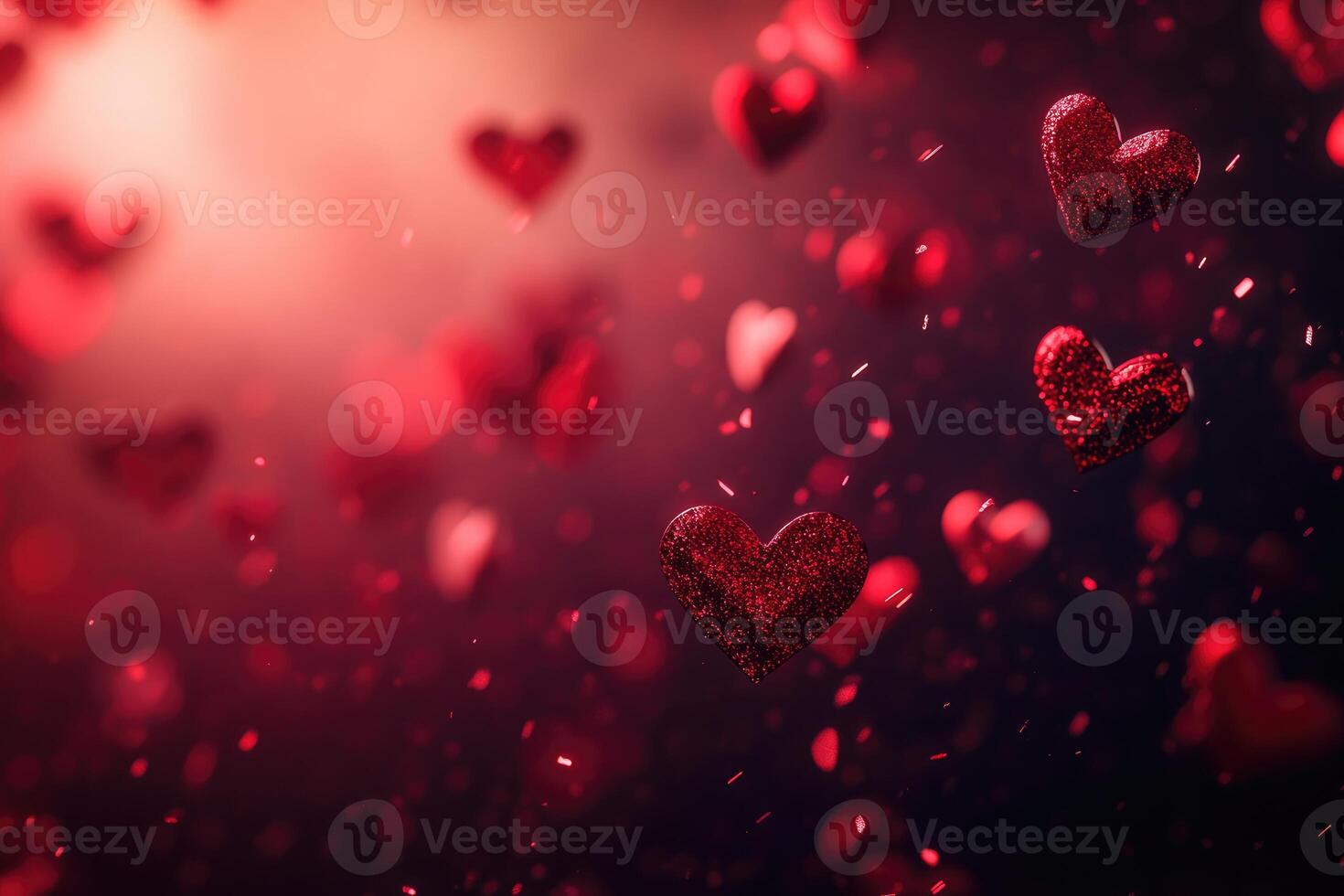 Glittering Hearts Falling Romantic Background photo