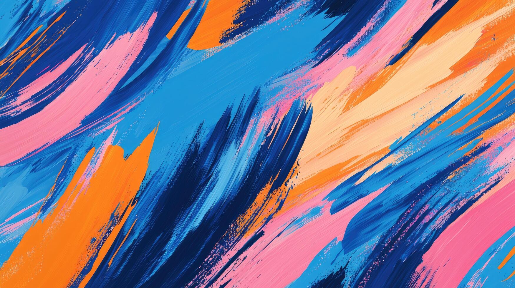Abstract Painting with Blue Pink Orange Brushstrokes photo