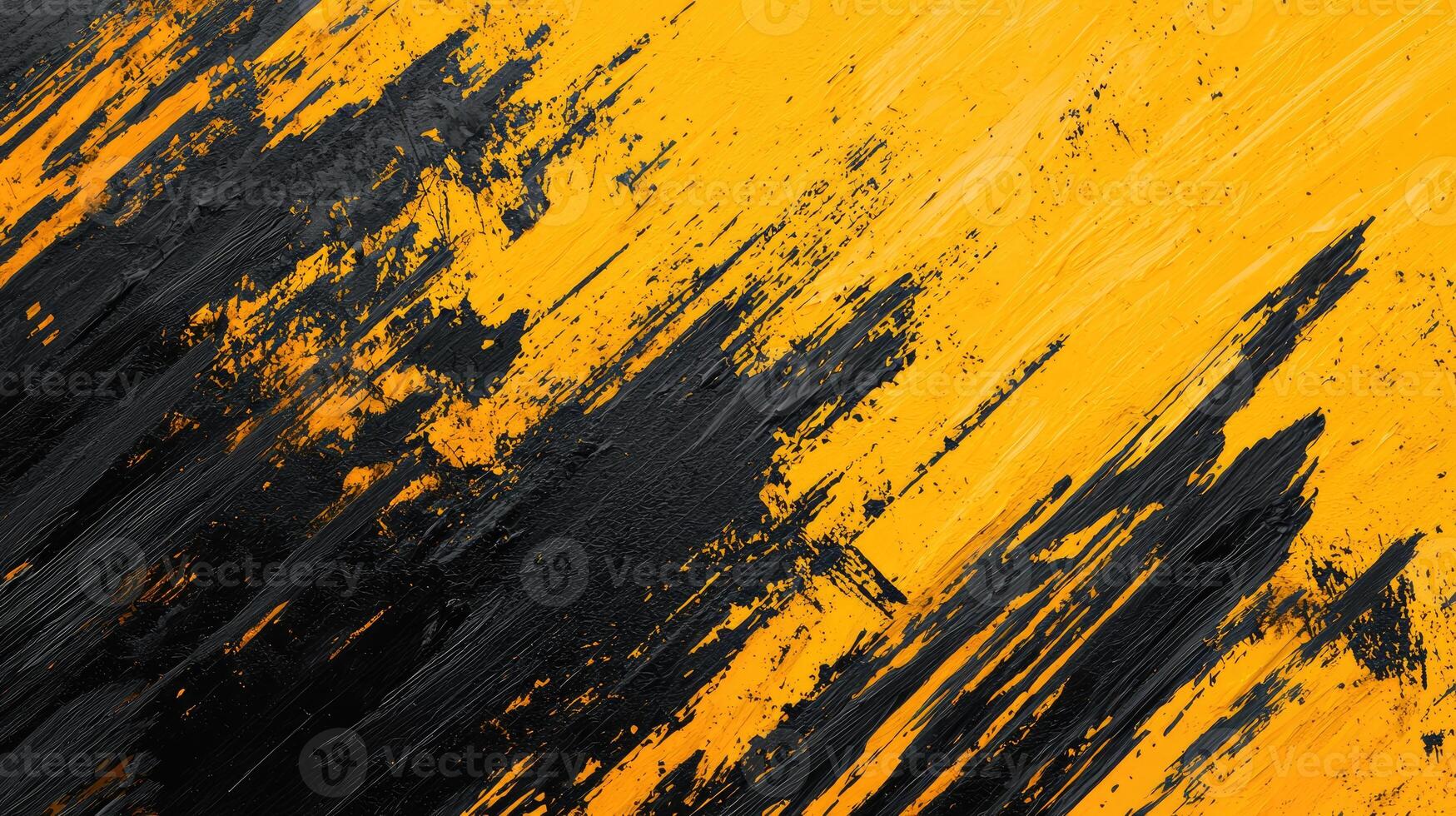 Abstract Painting Black and Yellow Brushstrokes photo