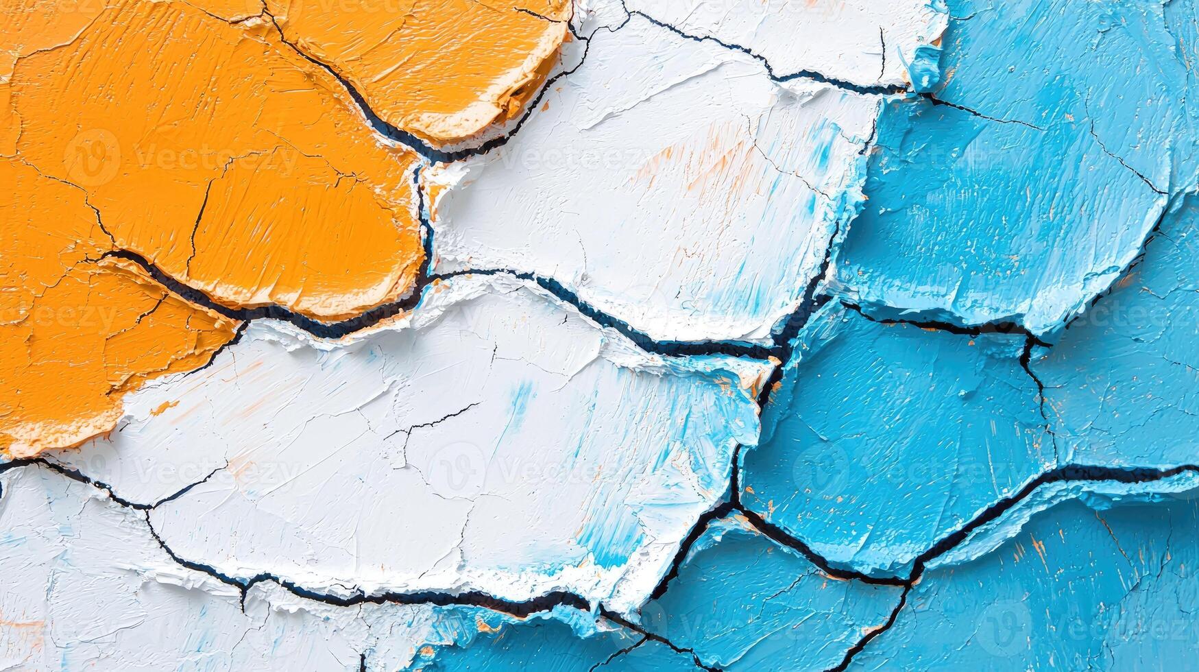 Abstract Impasto Painting with Orange White and Blue Hues photo