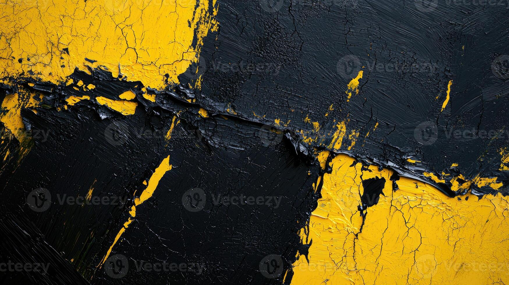 Abstract Black and Yellow Impasto Painting photo