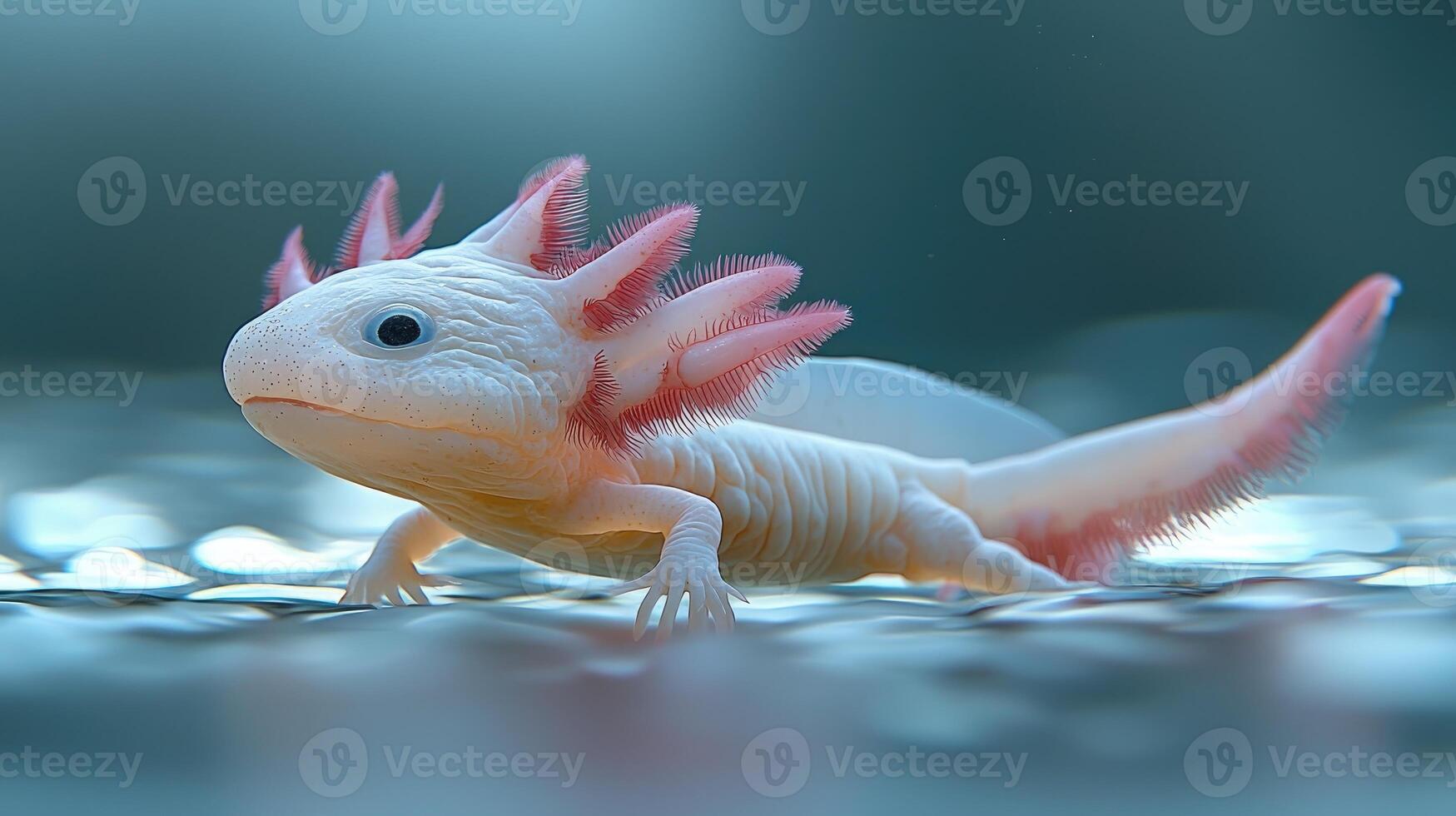 A Pale Albino Axolotl in Aquatic Habitat photo