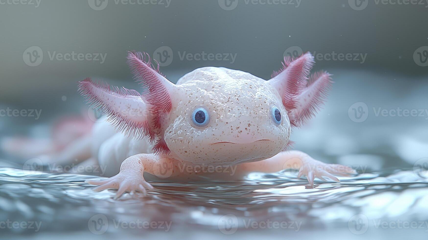 An Albino Axolotl in Aquatic Habitat photo