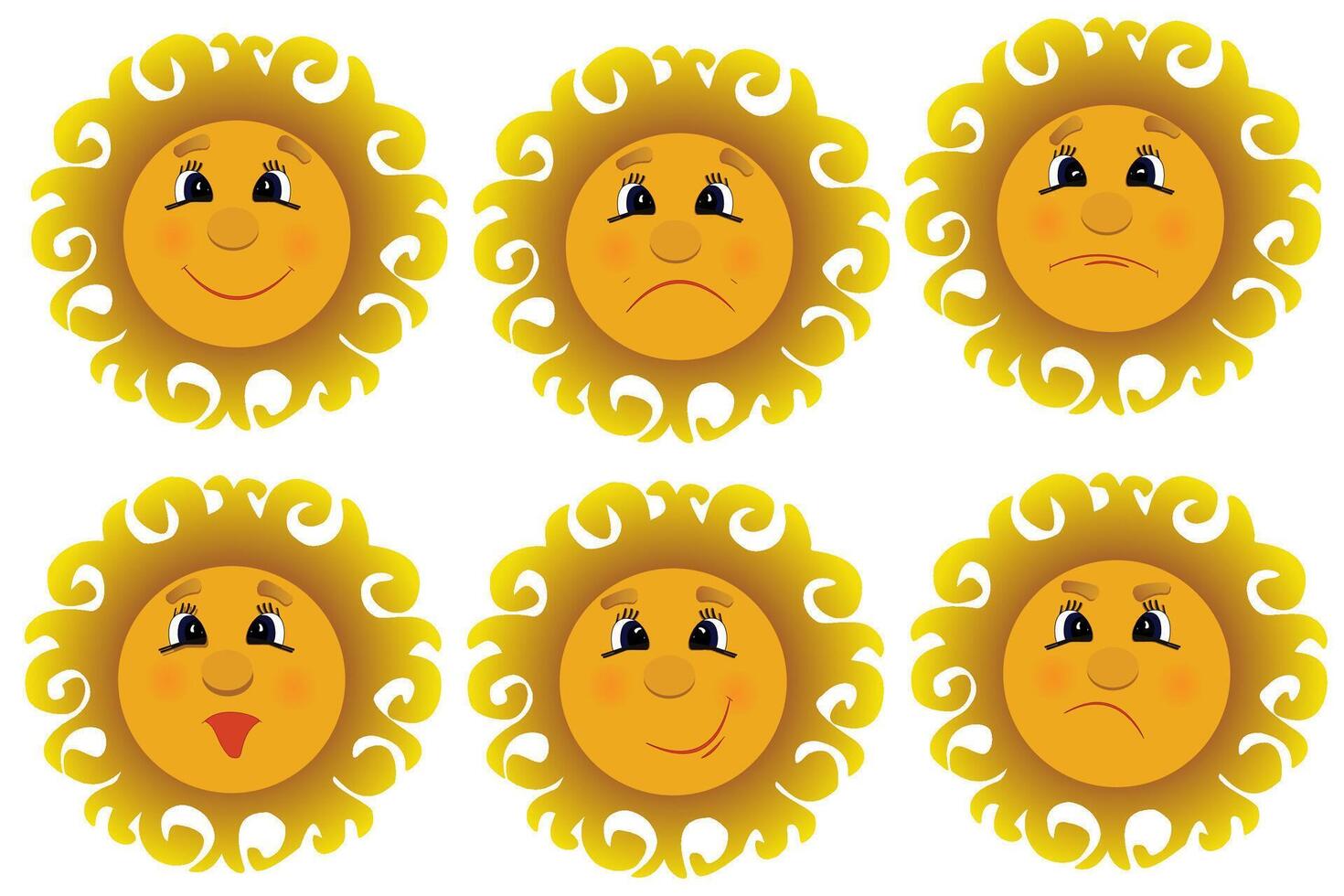 Sun emoji on the white backgrounds vector