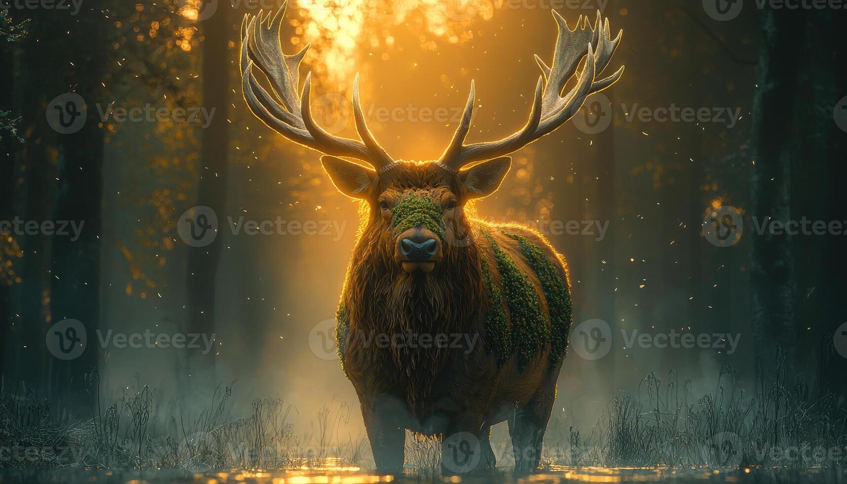 Majestic Stag In Golden Forest Light photo