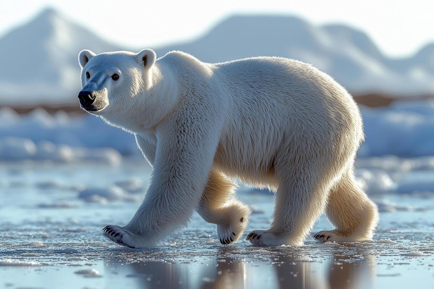 Polar Bear Walking Across Arctic Ice photo
