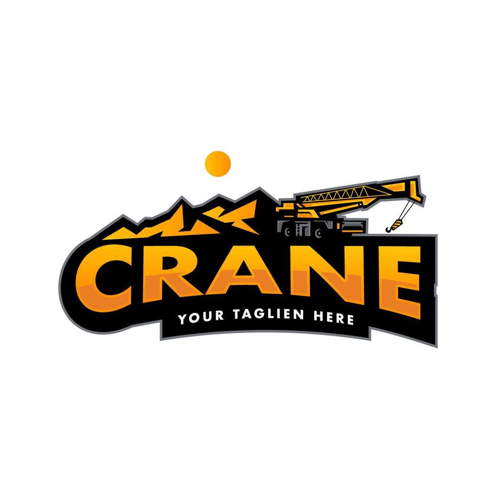 heavy equipment crane on hill vector