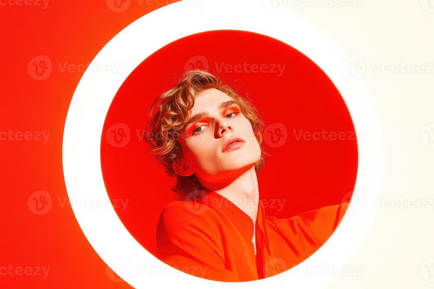 A Bold Fashion Portrait Featuring Vibrant and Striking Colors That Captivates the Viewer Completely photo
