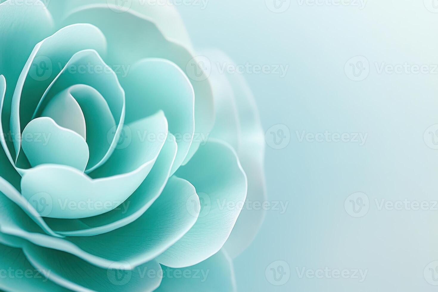 Dramatic teal rose showcasing detailed petals with a rich color gradient and a soft focus background photo