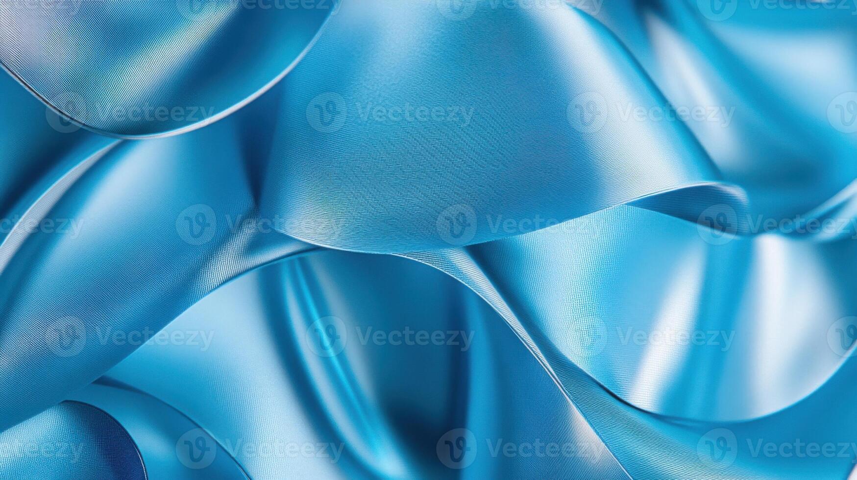 Wavy blue ribbons float gracefully in a surreal setting with soft lighting and a satin texture, creating an artistic atmosphere photo