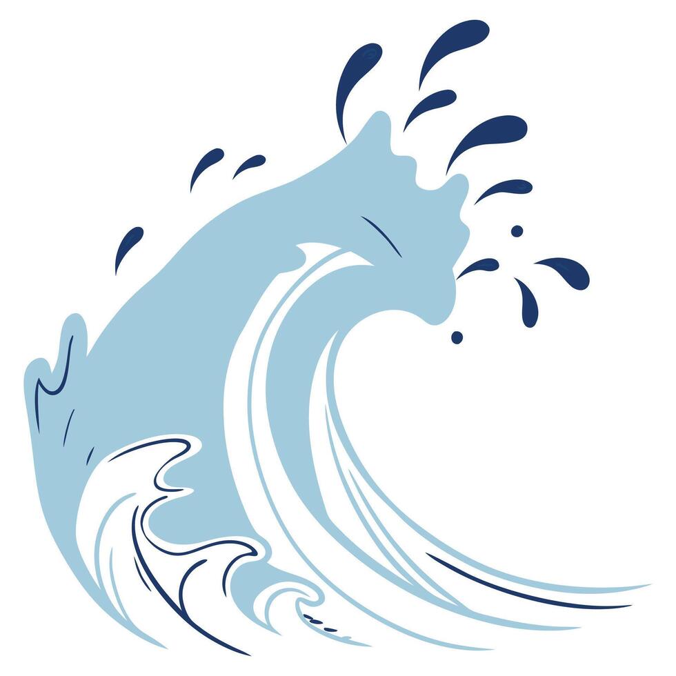 A wave with a blue wave and a splash of water vector